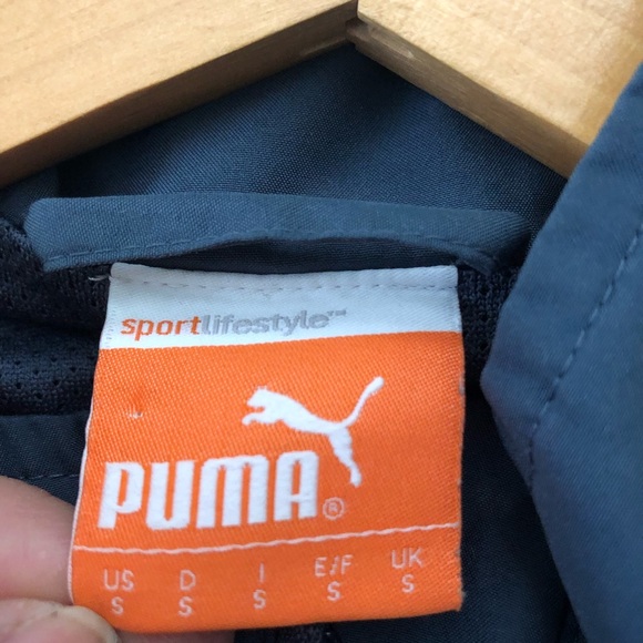 Puma Men's Windbreaker Full Zip Jacket Grey Orange striped EvoPower logo Small - Picture 10 of 11